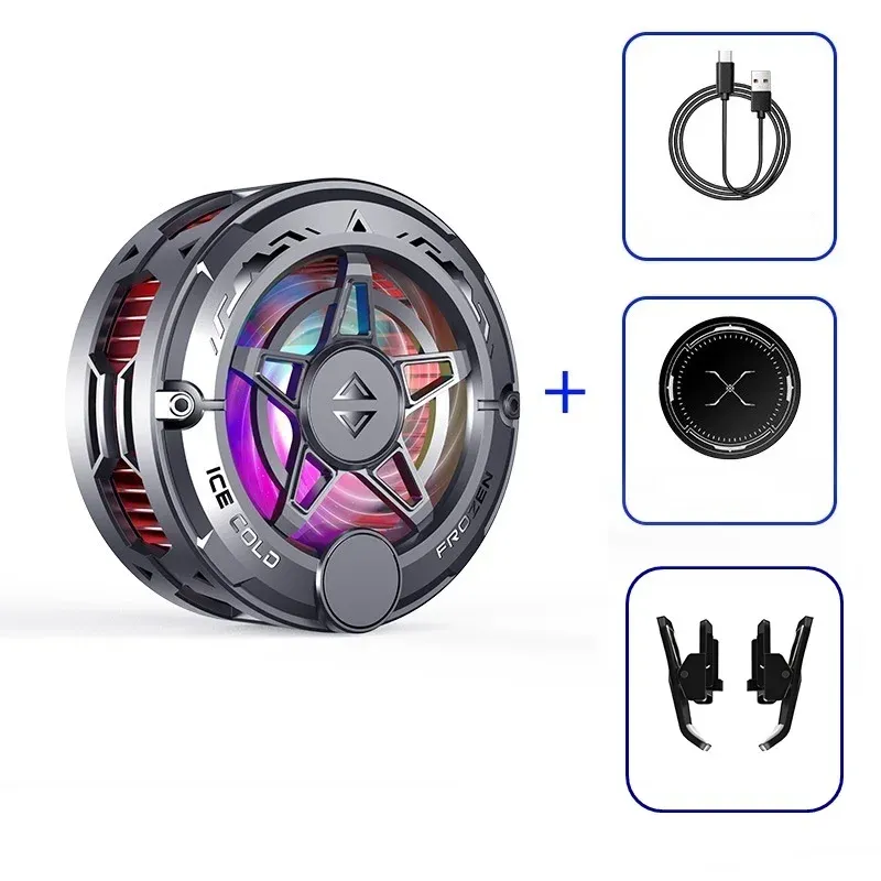 Refroidisseur universel pour téléphone de jeu, ventilateur magnétique à semi-conducteurs avec écran numérique et éclairage RVB 7