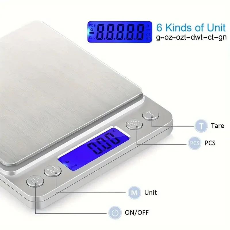 Balance de cuisine numérique AccuWeight en acier inoxydable avec écran LCD 5