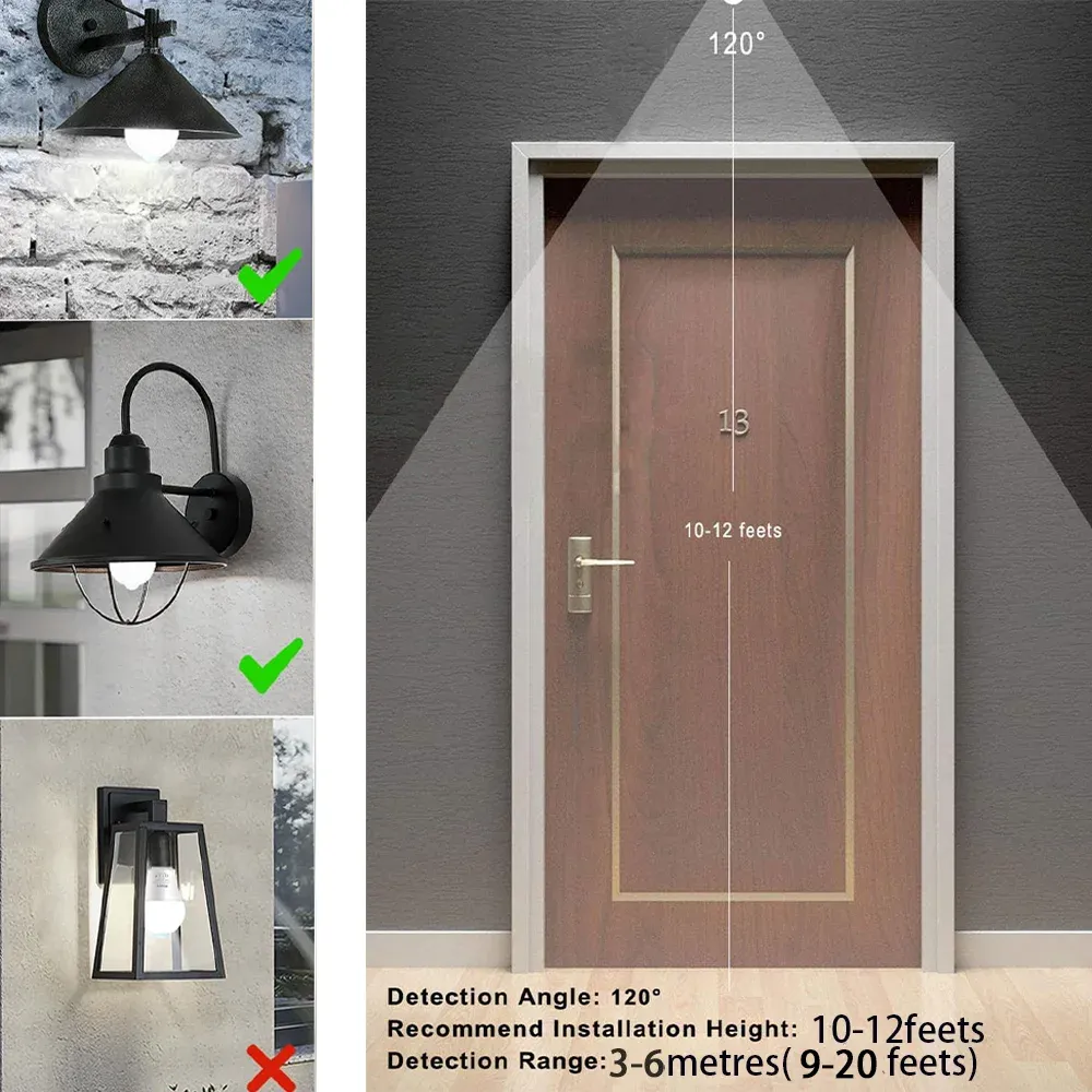 6 pièces ampoules LED E27 à détecteur de mouvement radar 220V/110V, 6W, 9W, 12W, 15W, 18W, 20W, fonctionnement en obscurité nocturne 6