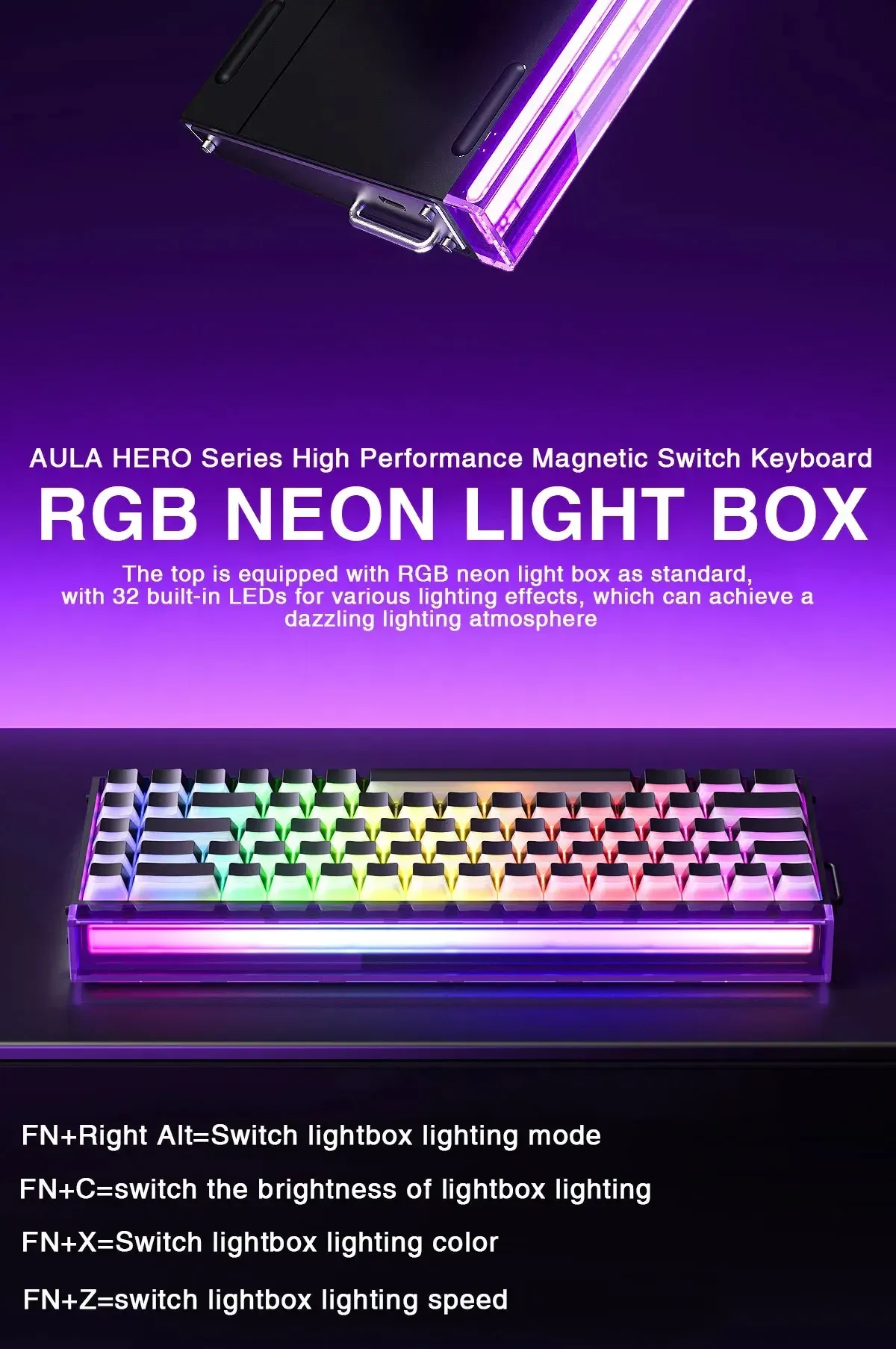 Ambiance lumineuse du clavier AULA HERO 68HE