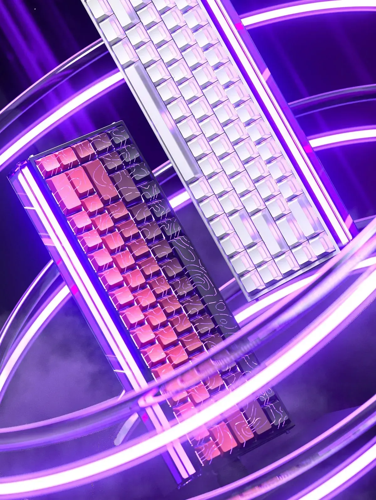 Clavier AULA HERO 68HE sous différents angles