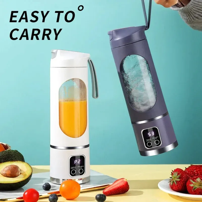 Presse-fruits portable rechargeable par USB, 450 ml, 10 lames, 3 vitesses 3