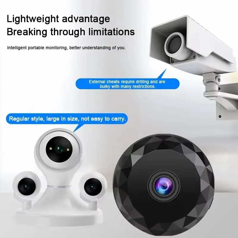 Mini caméra de sécurité sans fil WiFi avec vision nocturne, détection de mouvement et batterie rechargeable 3