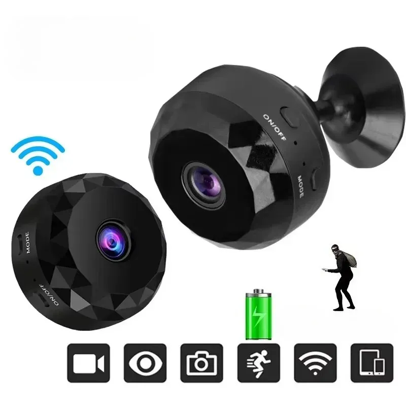 Mini caméra de sécurité sans fil WiFi avec vision nocturne, détection de mouvement et batterie rechargeable 2