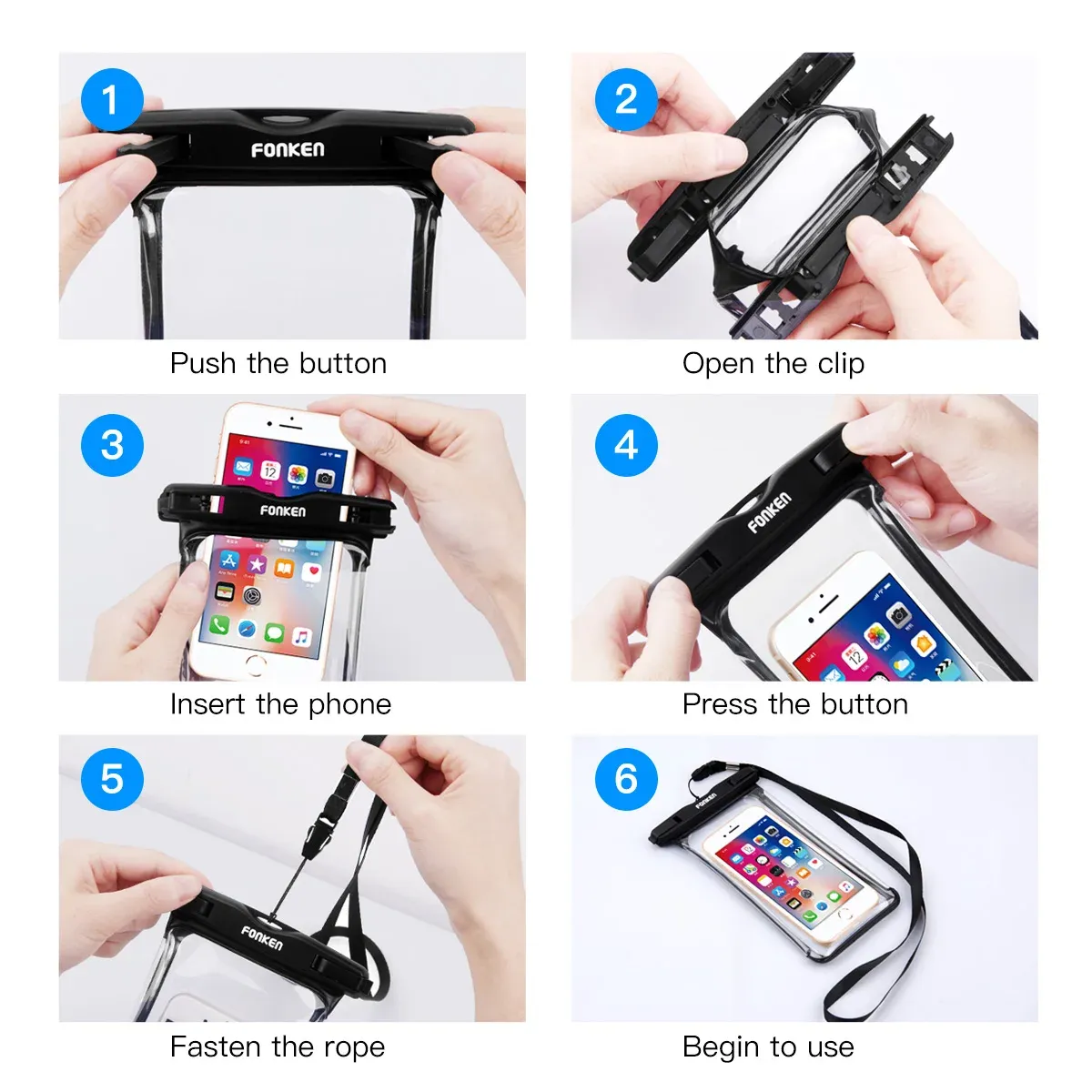 Pochette étanche universelle pour téléphone portable, compatible iPhone, Huawei, Xiaomi et Samsung 2