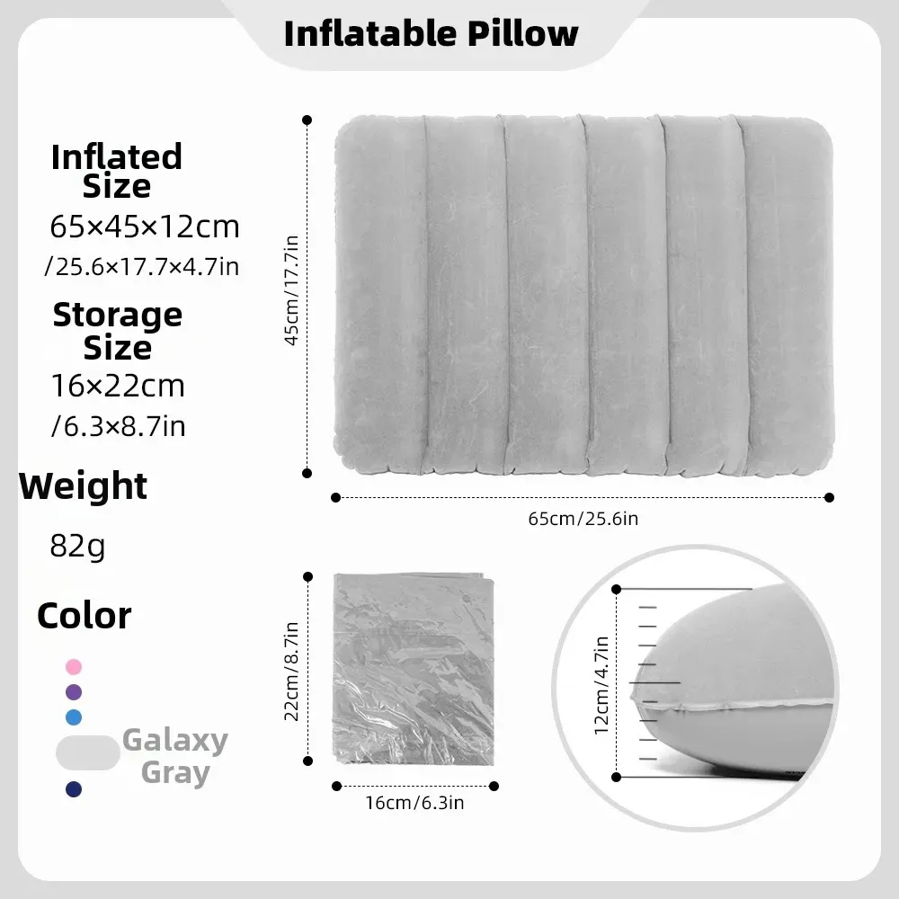 Oreiller de voyage triangulaire gonflable, soutien lombaire et cervical pour le bureau, coussin repose-jambes épaissi en flocage pour les voyages en avion 7
