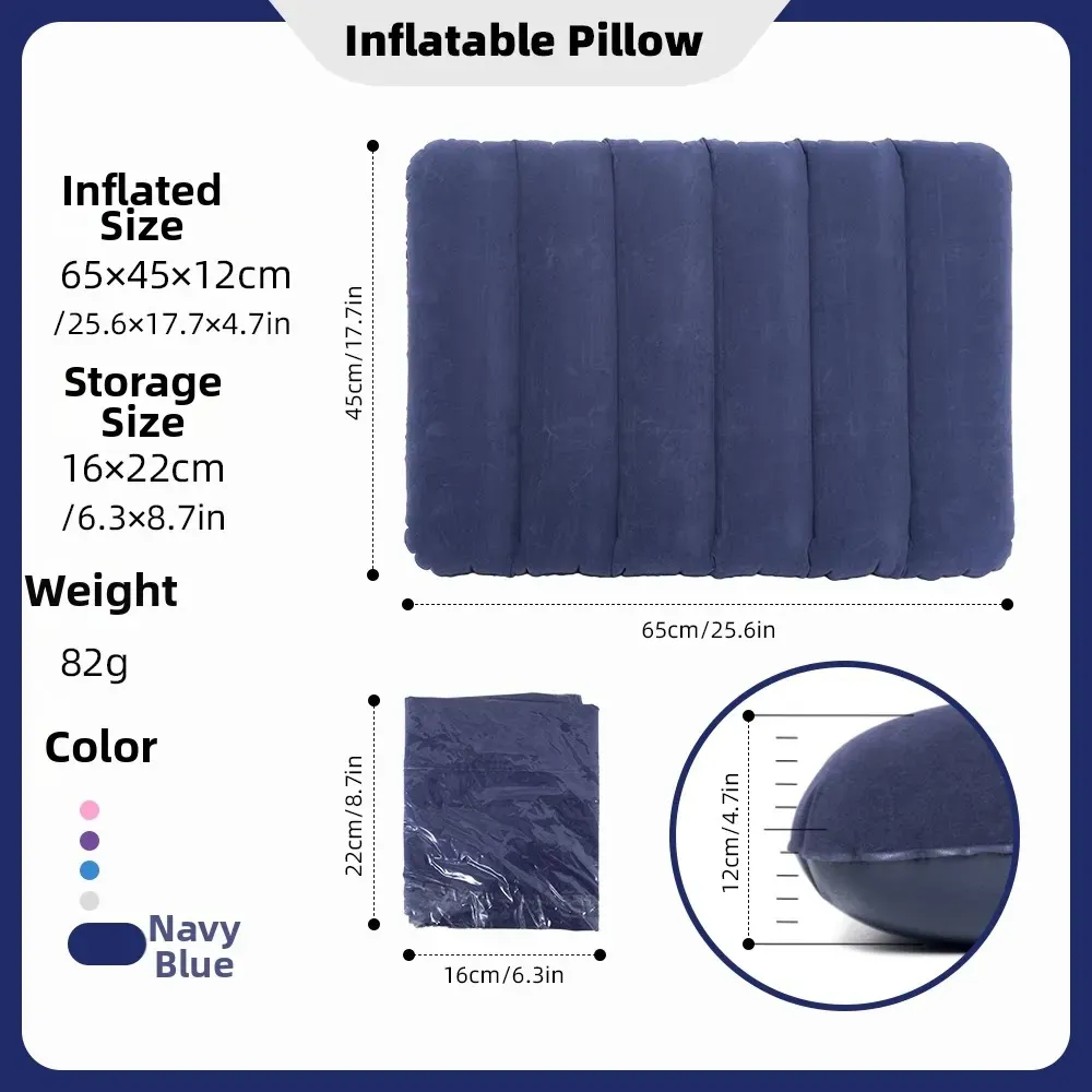 Oreiller de voyage triangulaire gonflable, soutien lombaire et cervical pour le bureau, coussin repose-jambes épaissi en flocage pour les voyages en avion 8
