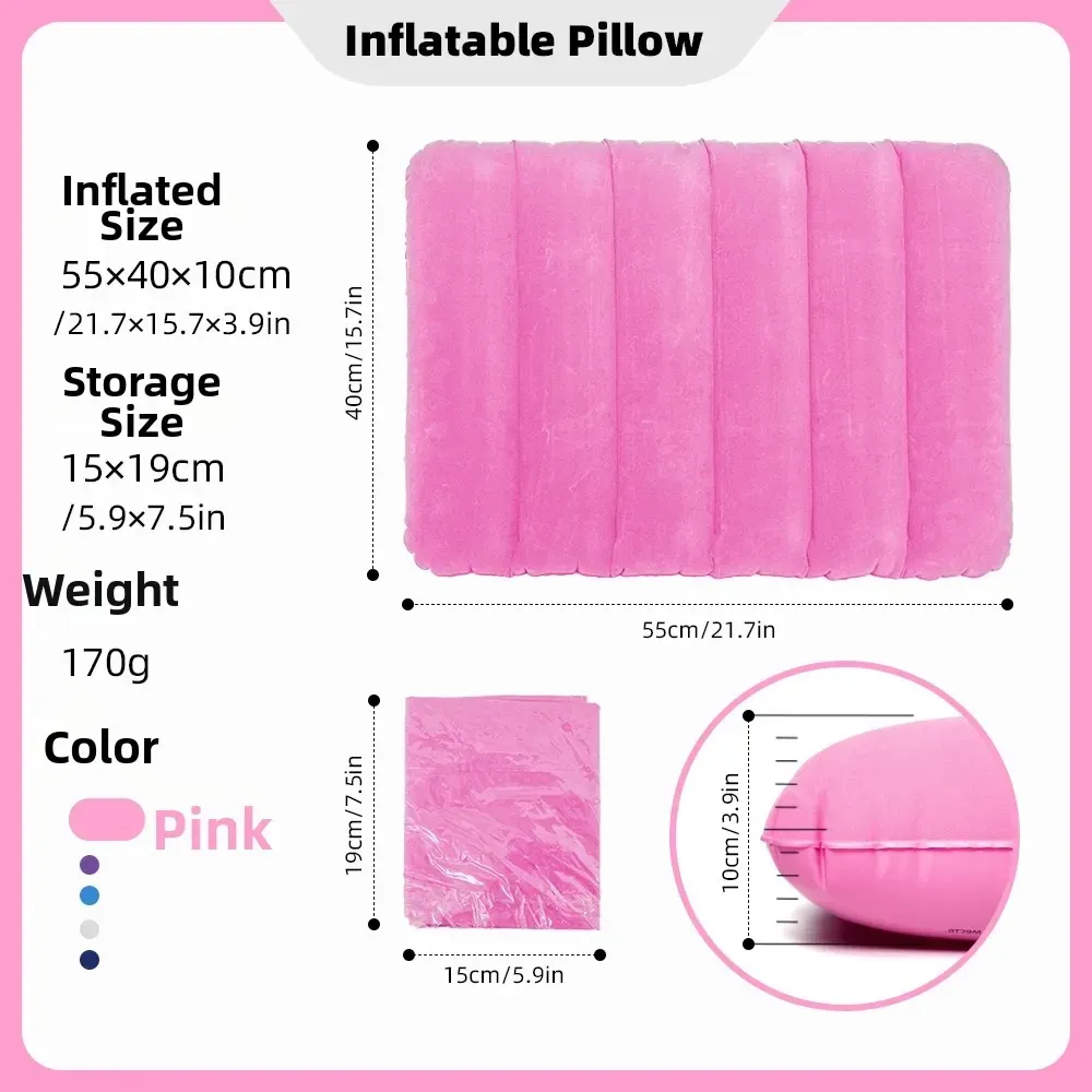 Oreiller de voyage triangulaire gonflable, soutien lombaire et cervical pour le bureau, coussin repose-jambes épaissi en flocage pour les voyages en avion 11