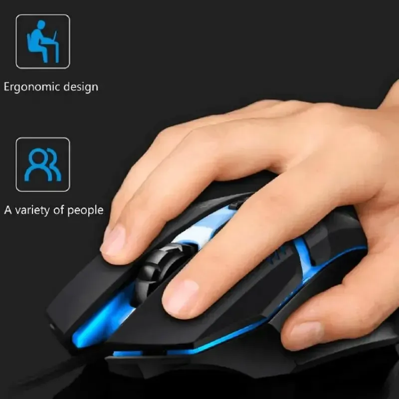 Souris de jeu ergonomique haute qualité, dernière génération, compatible ordinateurs de bureau et portables, souris USB 4 boutons avec rétroéclairage RGB 2