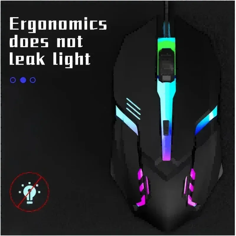 Souris de jeu ergonomique haute qualité, dernière génération, compatible ordinateurs de bureau et portables, souris USB 4 boutons avec rétroéclairage RGB 3