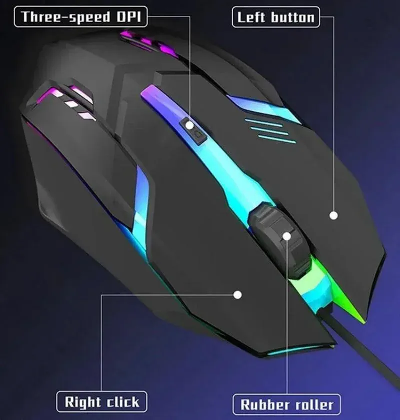 Souris de jeu ergonomique haute qualité, dernière génération, compatible ordinateurs de bureau et portables, souris USB 4 boutons avec rétroéclairage RGB 5