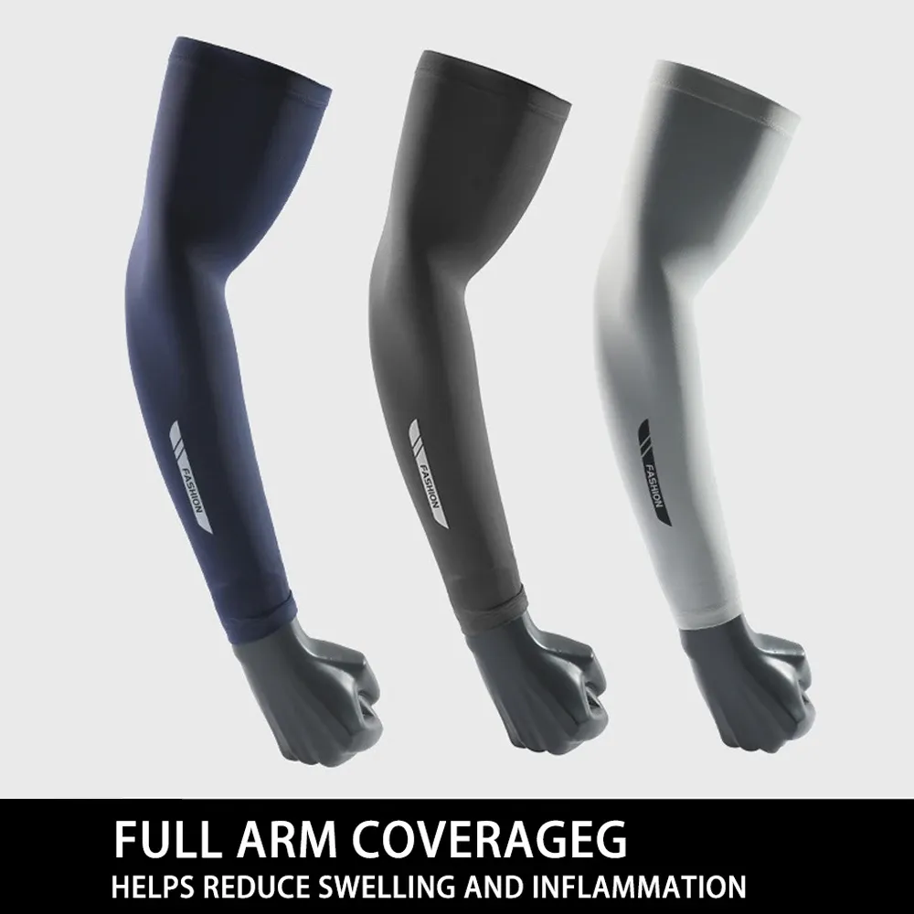 Manchons de protection solaire pour hommes en soie glacée, design fin et protection UV pour la conduite et le cyclisme 3