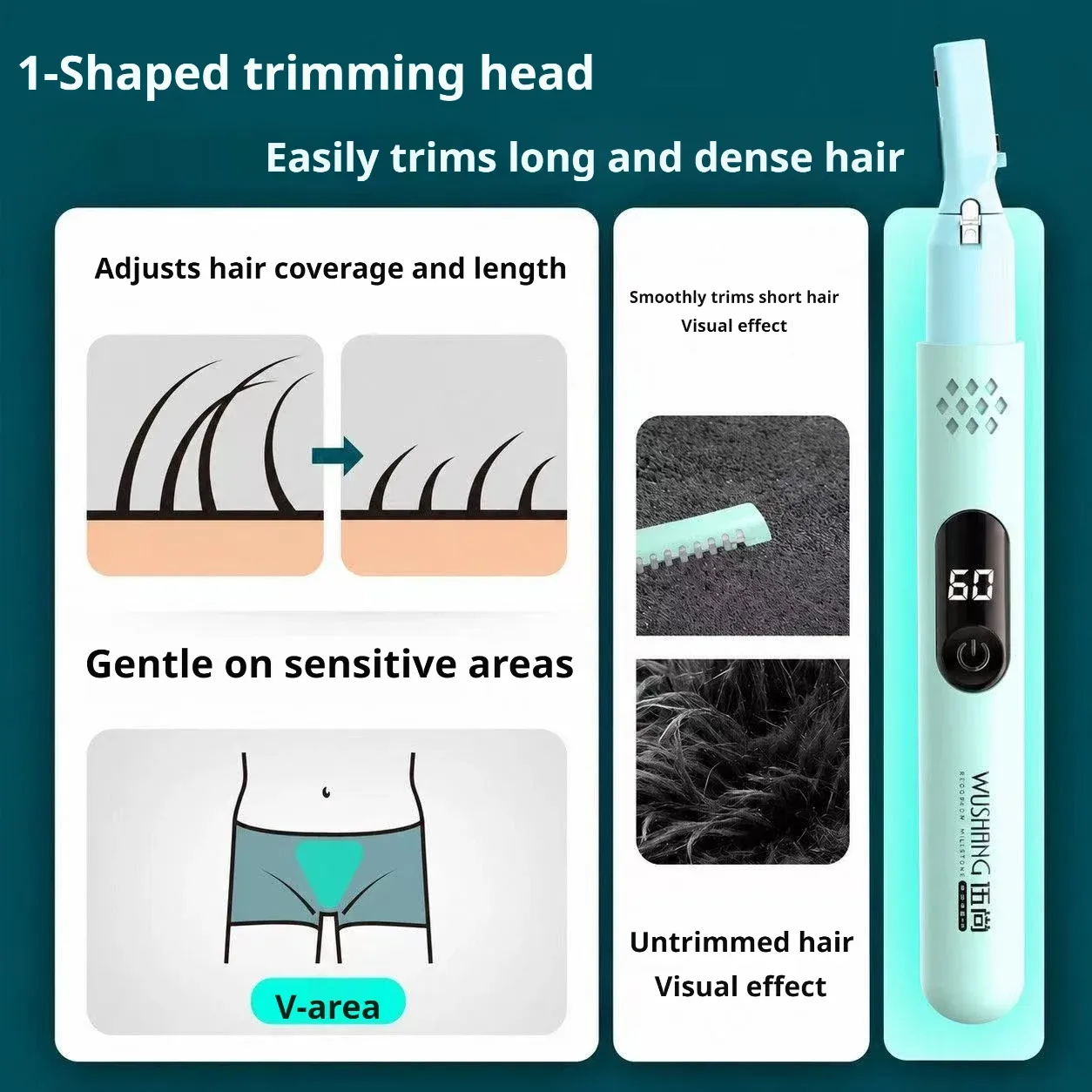 Tondeuse à sourcils électrique, rasoir de façonnage des sourcils portable avec tête de coupe double, design lavable 3