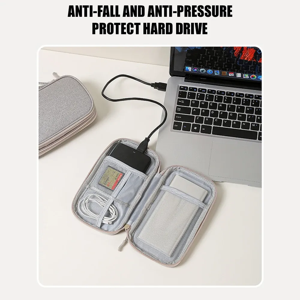 Sac de rangement de voyage pour câbles, sac de rangement USB pour chargeurs et câbles de données, étui de transport portable étanche, sac de rangement multicouche 6