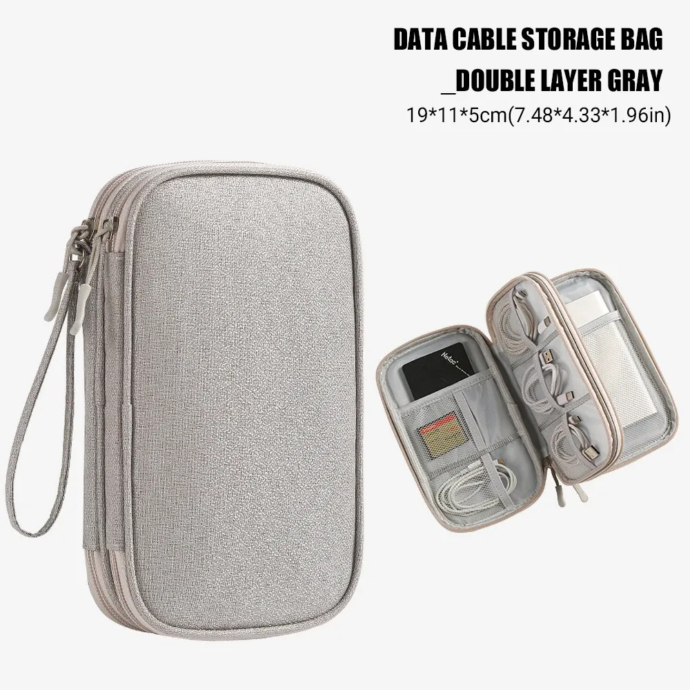 Sac de rangement de voyage pour câbles, sac de rangement USB pour chargeurs et câbles de données, étui de transport portable étanche, sac de rangement multicouche 10