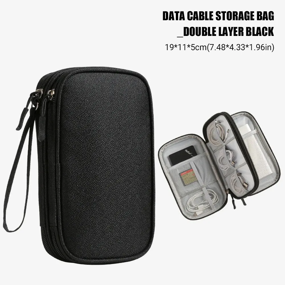 Sac de rangement de voyage pour câbles, sac de rangement USB pour chargeurs et câbles de données, étui de transport portable étanche, sac de rangement multicouche 9