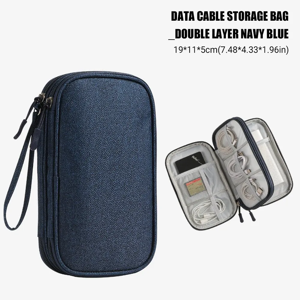 Sac de rangement de voyage pour câbles, sac de rangement USB pour chargeurs et câbles de données, étui de transport portable étanche, sac de rangement multicouche 14