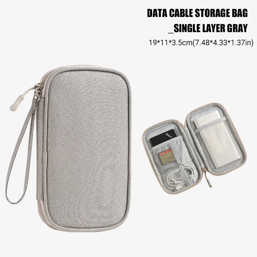 Sac de rangement de voyage pour câbles, sac de rangement USB pour chargeurs et câbles de données, étui de transport portable étanche, sac de rangement multicouche 13