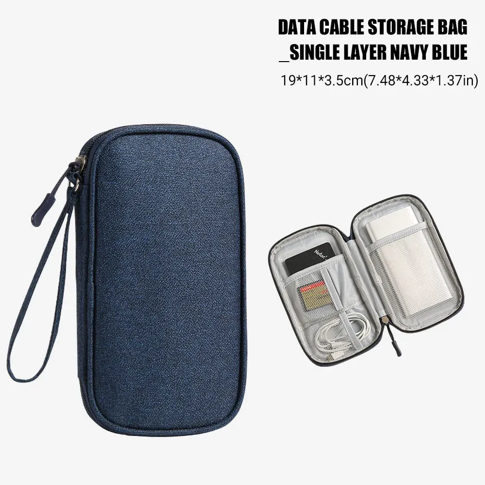 Sac de rangement de voyage pour câbles, sac de rangement USB pour chargeurs et câbles de données, étui de transport portable étanche, sac de rangement multicouche 7