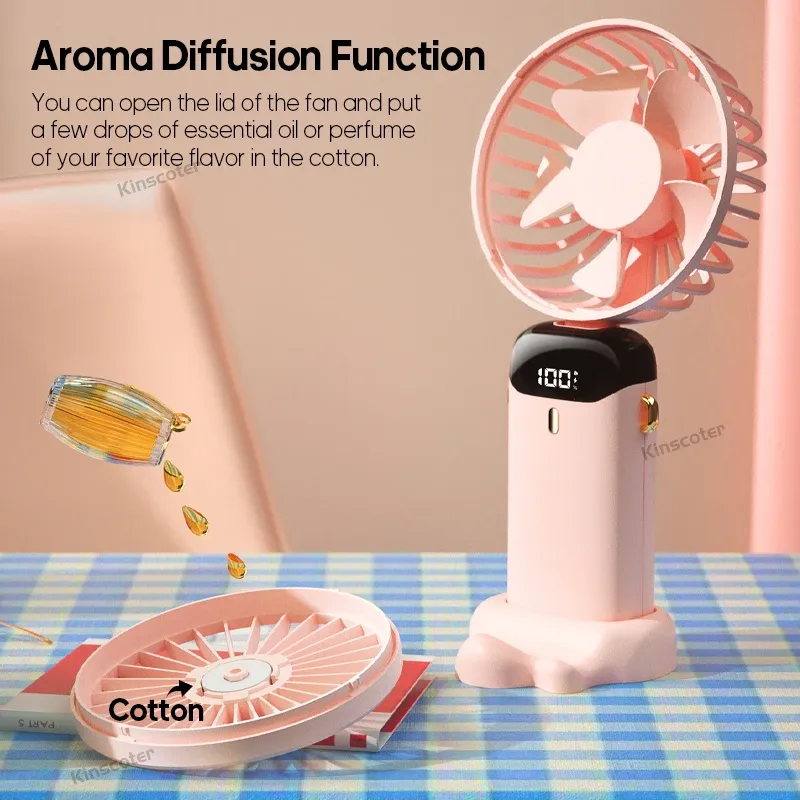 Mini ventilateur portable USB pliable, ventilateur de cou suspendu, ventilateur USB rechargeable à 5 vitesses avec support pour téléphone et écran d'affichage 4