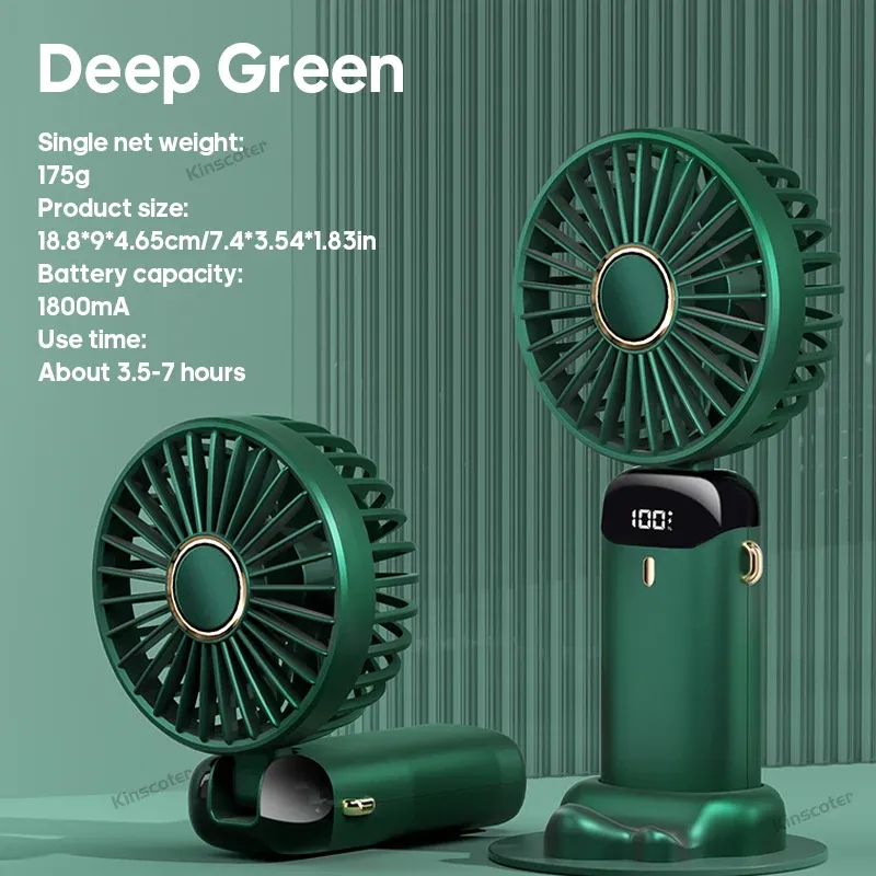 Mini ventilateur portable USB pliable, ventilateur de cou suspendu, ventilateur USB rechargeable à 5 vitesses avec support pour téléphone et écran d'affichage 8