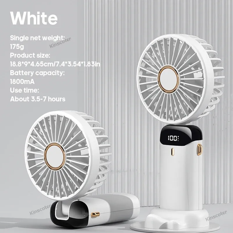Mini ventilateur portable USB pliable, ventilateur de cou suspendu, ventilateur USB rechargeable à 5 vitesses avec support pour téléphone et écran d'affichage 10
