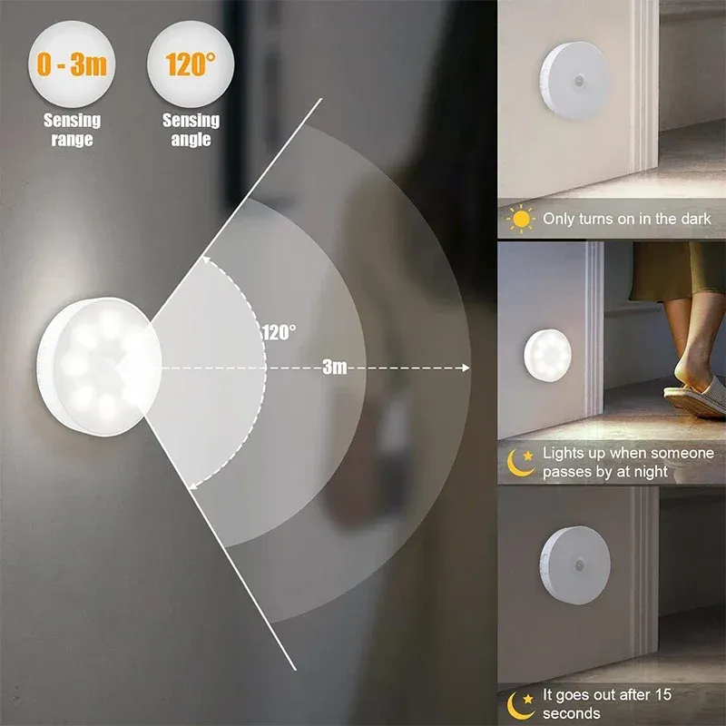 Lot de 2 à 6 veilleuses LED rechargeables USB avec détecteur de mouvement, 3 couleurs, sans fil, pour armoire, placard et escalier 2