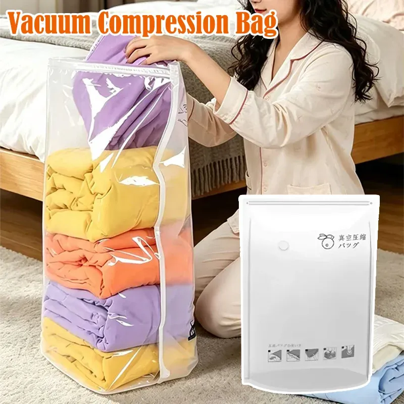 Sacs de compression sous vide 3D extra-épais, sans pompe, pour vêtements, couettes, édredons et doudounes 2