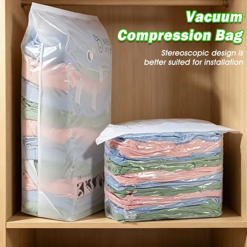 Sacs de compression sous vide 3D extra-épais, sans pompe, pour vêtements, couettes, édredons et doudounes 1