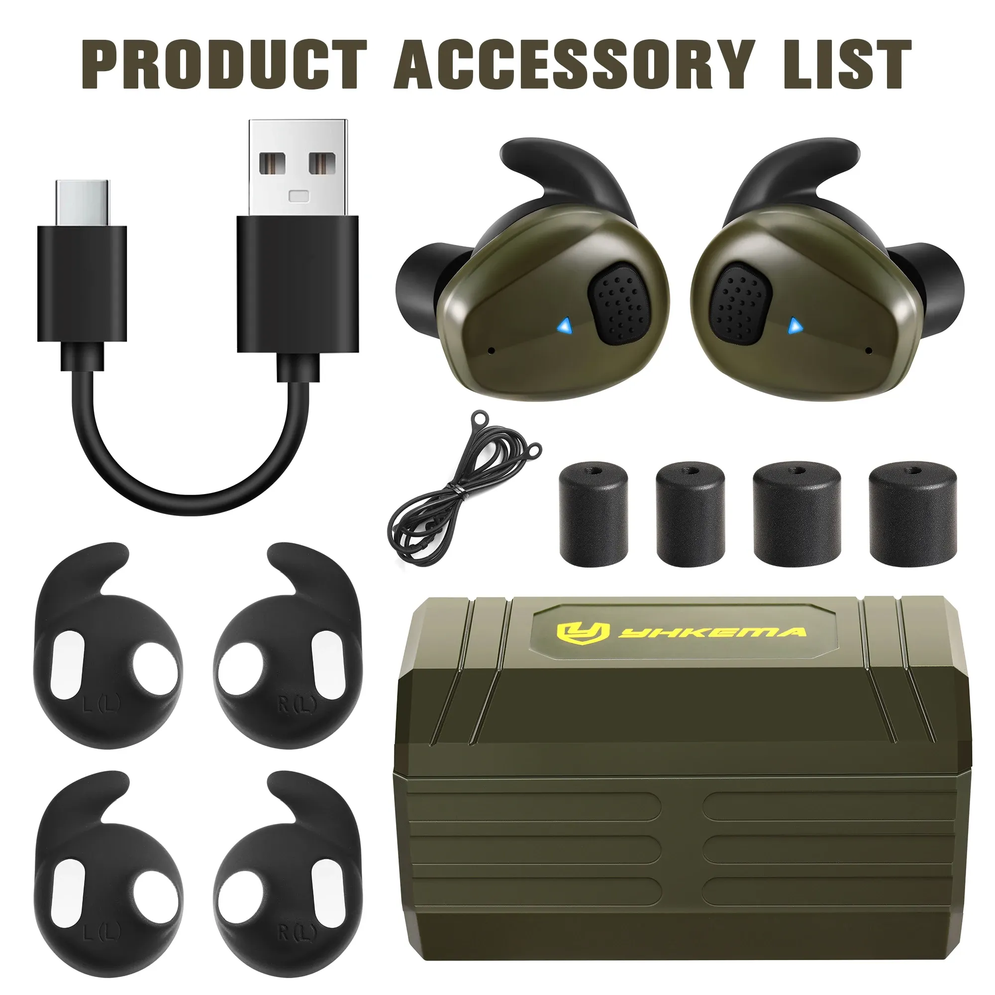 Casque de tir électronique Bluetooth 5.3 avec micro, réduction de bruit et bouchons d'oreille intra-auriculaires 5