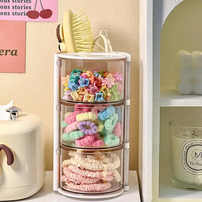 Organisateur d'accessoires pour cheveux en acrylique transparent, boîte de rangement avec compartiments pour bandeaux, élastiques et pinces, porte-pinceaux de maquillage et organisateur de bijoux de bureau - Image 1