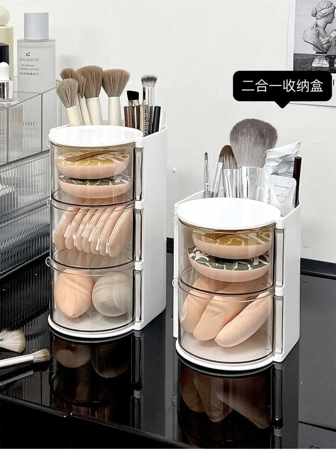 Organisateur de maquillage, organisation des accessoires