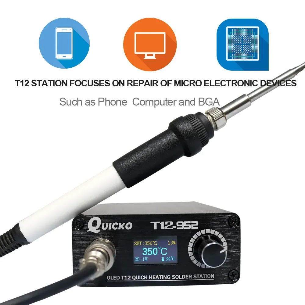 Station de soudage T12 à chauffage rapide, fer à souder électronique numérique T12-952 QUICKO, écran OLED STC T12 2