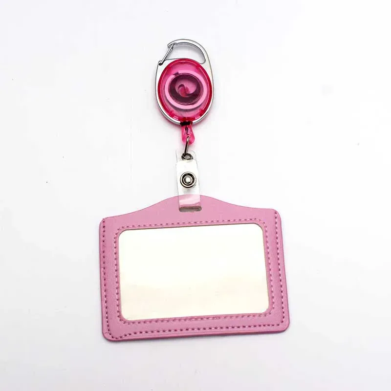 Enrouleur de badge rétractable noir en ABS avec cordon en PU, pour étudiants, infirmiers et infirmières, et salons professionnels 14