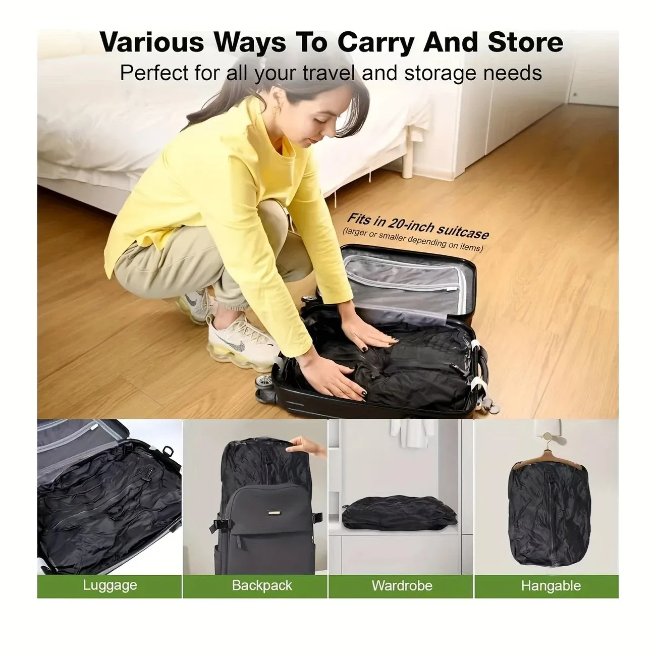 Sac de compression sous vide professionnel pour bagages, réutilisable, gain d'espace jusqu'à 60 % 3