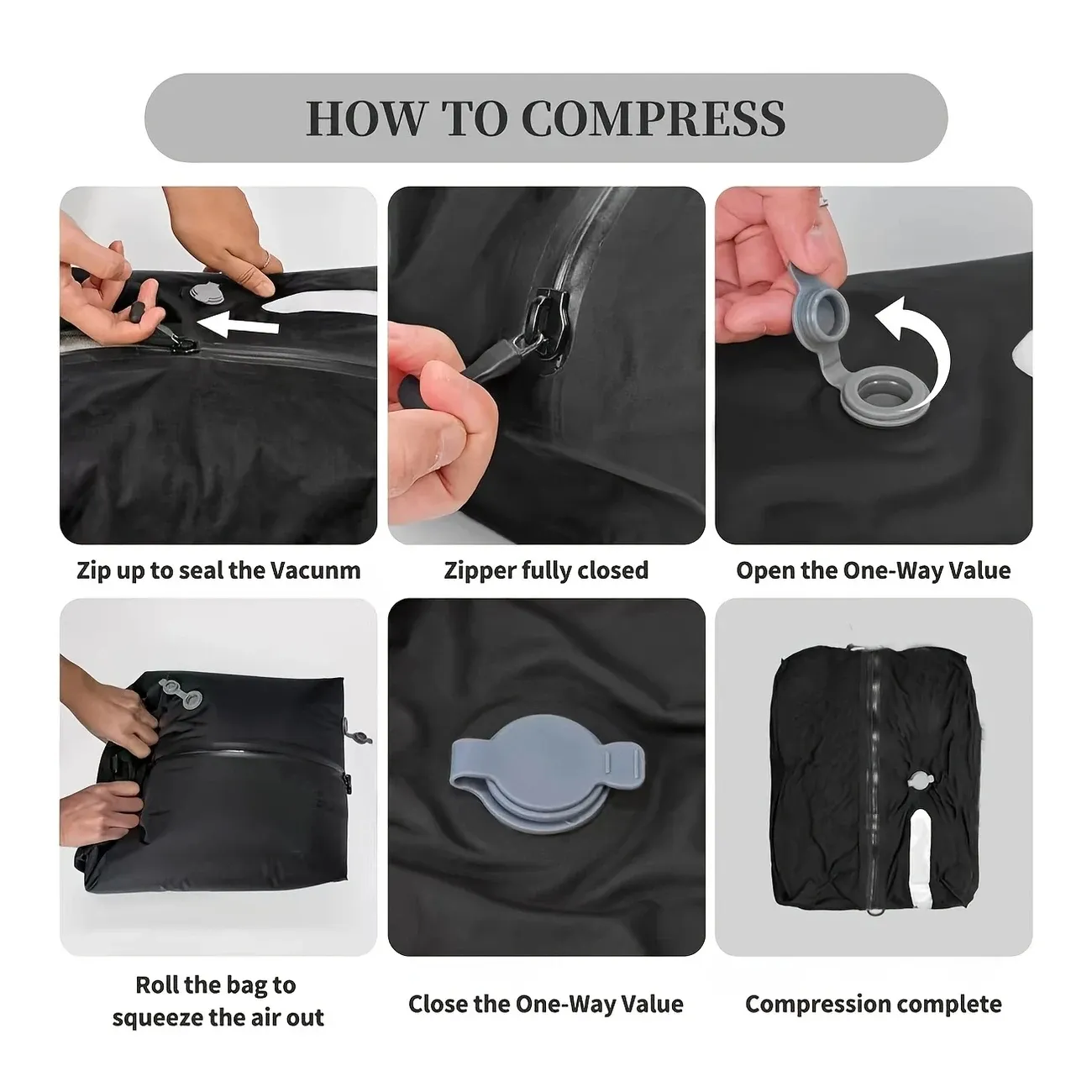 Sac de compression sous vide professionnel pour bagages, réutilisable, gain d'espace jusqu'à 60 % 5