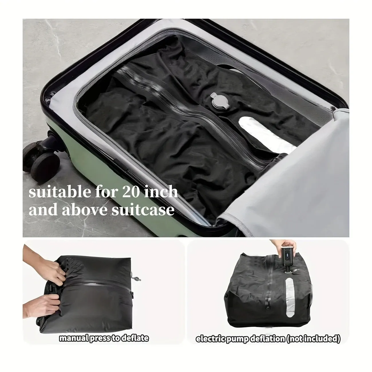 Sac de compression sous vide professionnel pour bagages, réutilisable, gain d'espace jusqu'à 60 % 2
