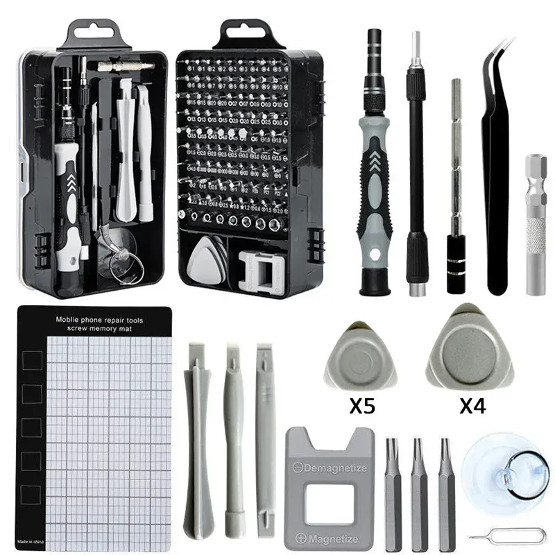 Kit de précision 115 pièces pour la réparation de montres, ordinateurs et téléphones portables, avec tournevis et embouts Torx 6