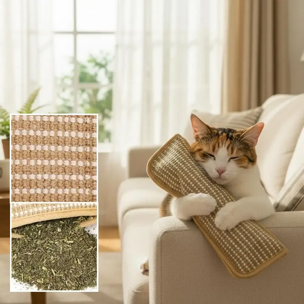 Coussin à herbe à chat interactif, jouet à gratter et à mâcher pour chatons d'intérieur 3