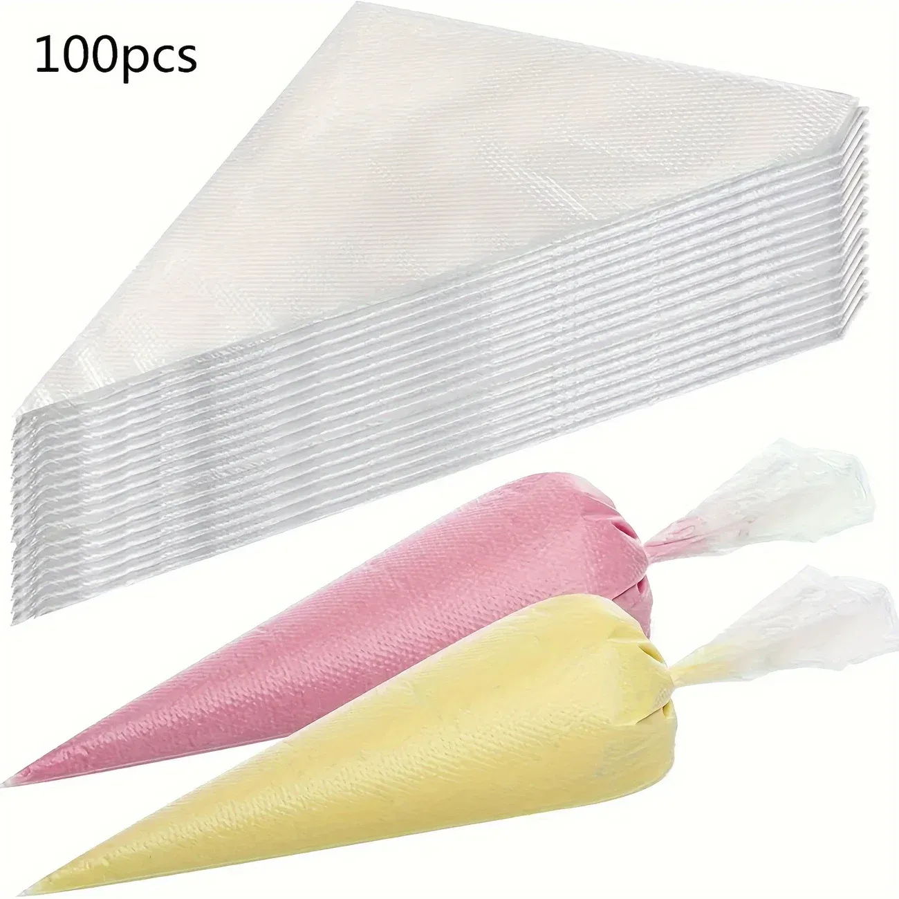 Sacs à poche jetables, lot de 100, résistants et anti-fuite, pour la décoration de gâteaux, la pâtisserie et le glaçage, durables et sans danger pour les aliments