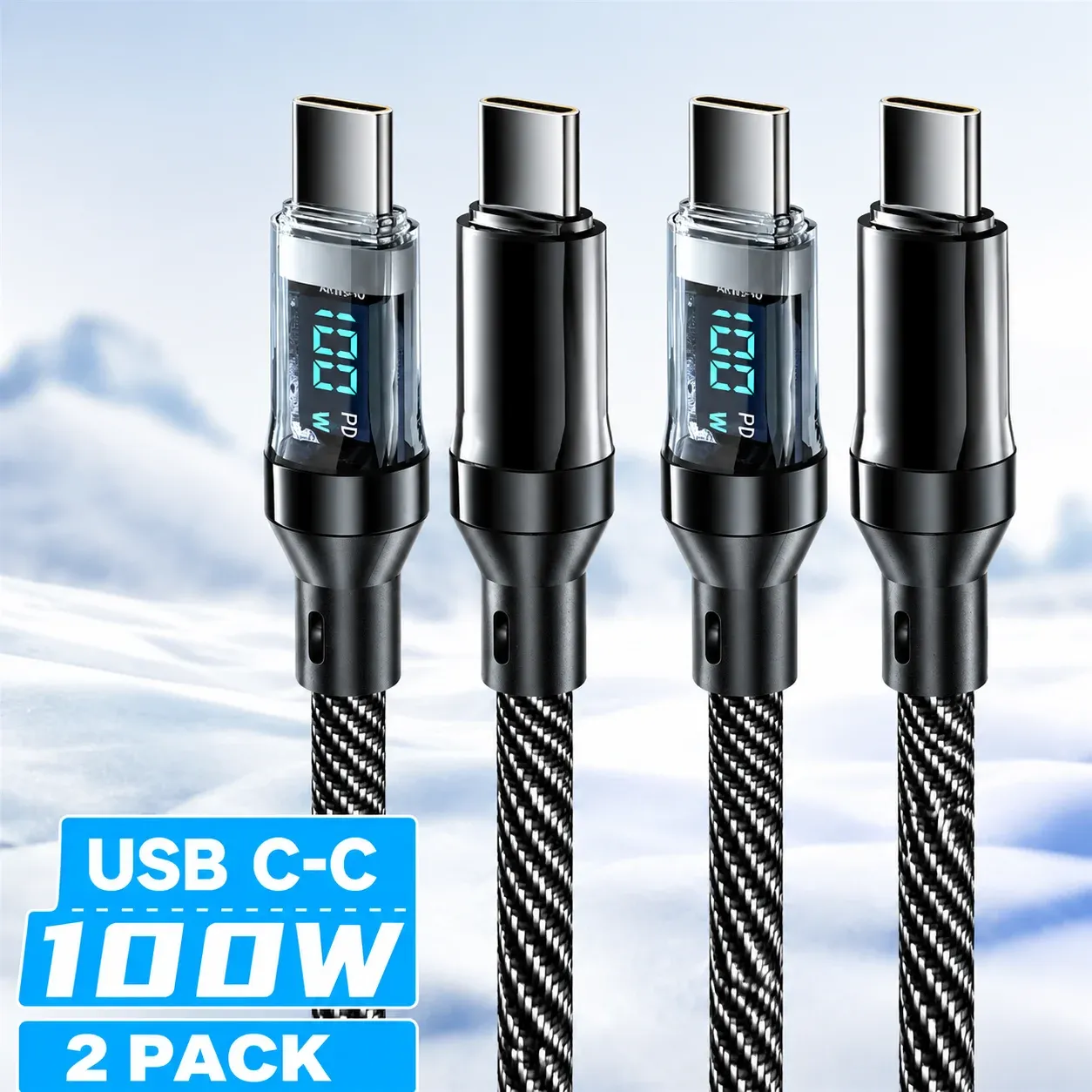 Câble de charge ultra rapide USB-A vers USB-C 120 W avec affichage numérique, câble de données USB-C vers USB-C pour iPhone et Android 10