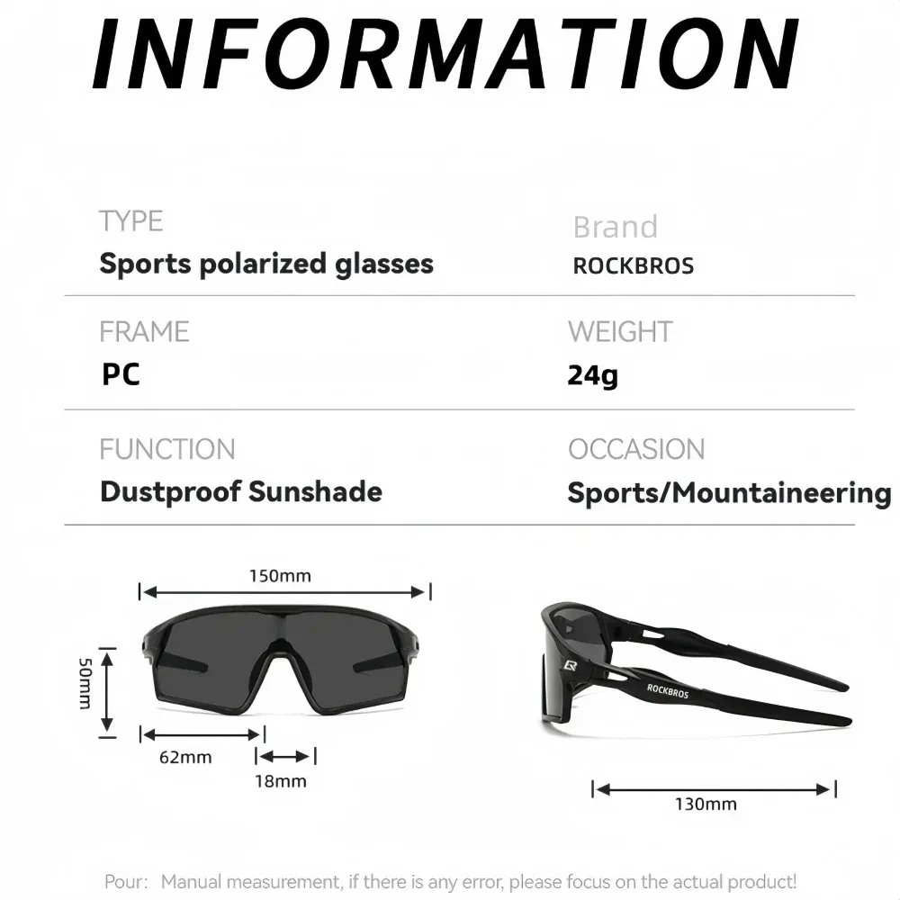 Lunettes de cyclisme polarisées ROCKBROS pour VTT et vélo de route, protection UV400, légères, unisexe 6