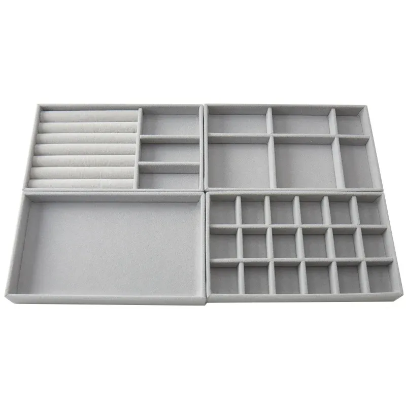 Nouvel organisateur de bijoux en velours, plateau de rangement avec présentoir pour bagues, bracelets et colliers, boîte de rangement et vitrine pour tiroir 3