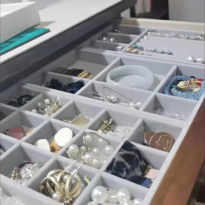 Nouvel organisateur de bijoux en velours, plateau de rangement avec présentoir pour bagues, bracelets et colliers, boîte de rangement et vitrine pour tiroir 6
