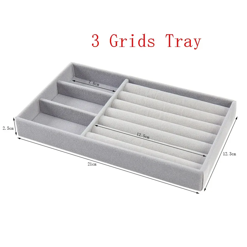 Nouvel organisateur de bijoux en velours, plateau de rangement avec présentoir pour bagues, bracelets et colliers, boîte de rangement et vitrine pour tiroir 11