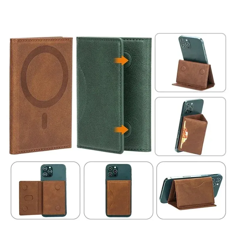 Portefeuille magnétique en cuir MagSafe pour iPhone 16, 15 et 14 Pro Max, porte-cartes avec étui de protection 6