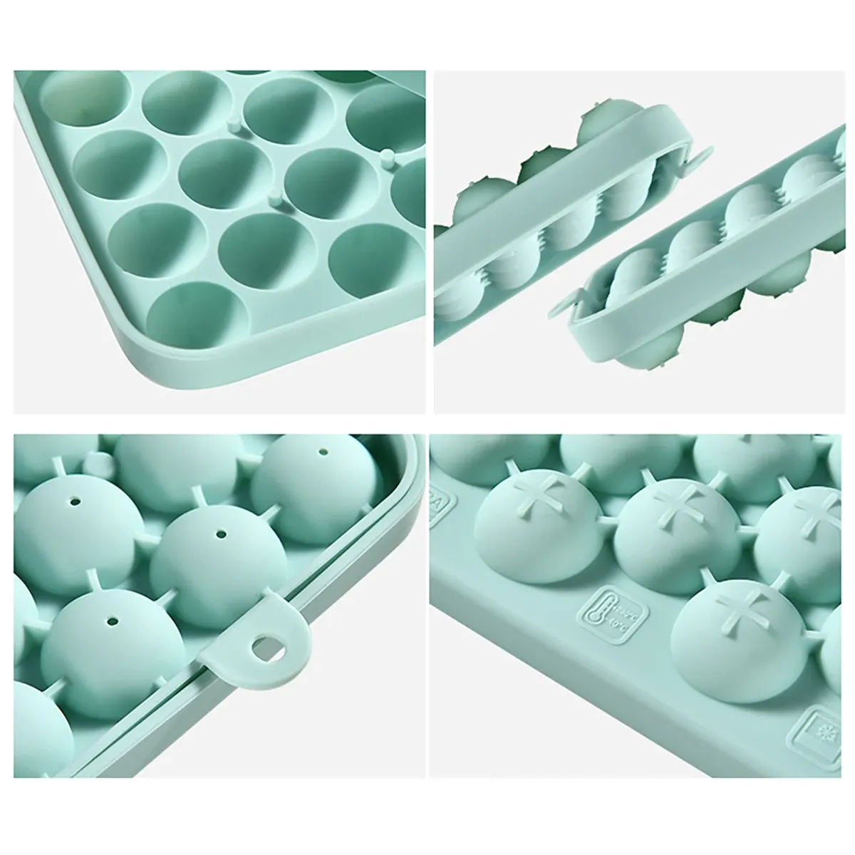 Moule à glaçons en silicone 25 cavités avec couvercle et boîte de rangement, démoulage facile, idéal pour le bar et les fêtes à domicile 5