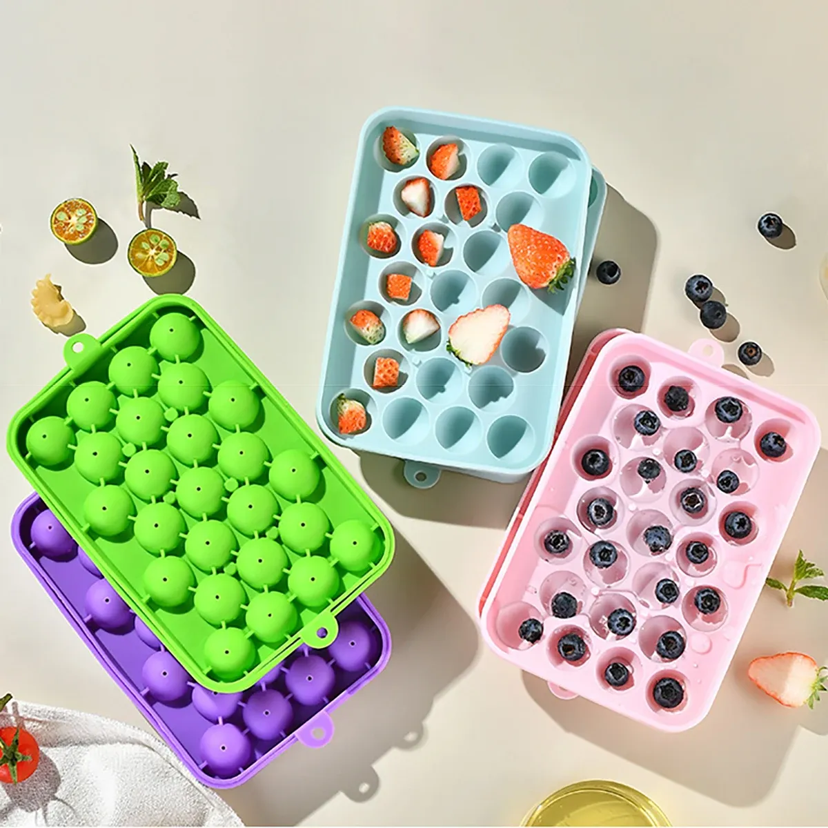 Moule à glaçons en silicone à 25 grilles, vue de détail