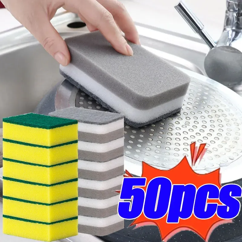 Éponges de cuisine réutilisables double face Magic Books, tampons à récurer pour casseroles et poêles, brosse à récurer, outils de nettoyage, lot de 50 pièces, 5 pièces - Image 1
