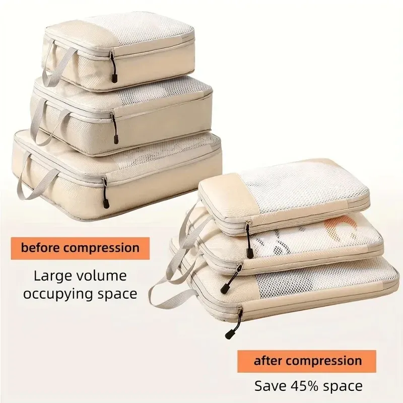 Lot de 3 cubes de compression pour bagage de voyage - Image 1